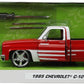 Just Trucks 1:24 1985 Chevy C10 Die-Cast Truck w/Tire Rack, Toys for Kids and Adults(Red/White)