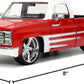 Just Trucks 1:24 1985 Chevy C10 Die-Cast Truck w/Tire Rack, Toys for Kids and Adults(Red/White)