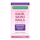 Nature's Bounty Hair, Skin & Nails, Argan-Infused, Biotin & Hyaluronic Acid, 150 Softgels.