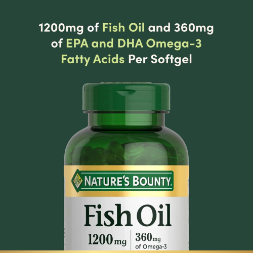 Nature's Bounty Fish Oil, Heart Health, 1200mg, 360mg Omega-3, 200ct.