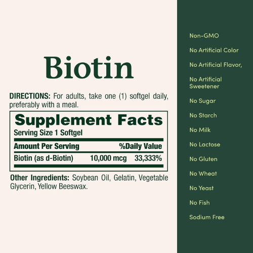 Nature's Bounty Biotin, Hair, Skin & Nails Support, 10,000mcg, 120ct.