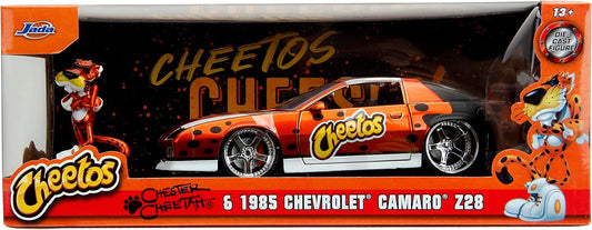 Jada Toys Cheetos 1:24 1985 Chevy Camaro Z28 Die-Cast Car & 2.75" Chester Cheetah Figure, Orange