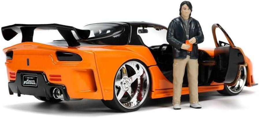 Jada Toys Fast & Furious 1:24 1995 Mazda RX-7 Widebody Die-cast Car w/Han's 2.75" Die-cast Figure, Toys for Kids and Adults